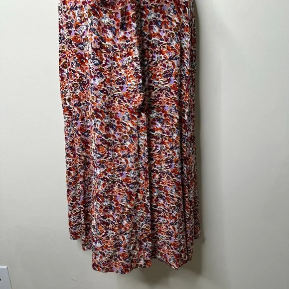 American Eagle Multicolor Floral One Shoulder Belted Midi Dress XS - Picture 4 of 10
